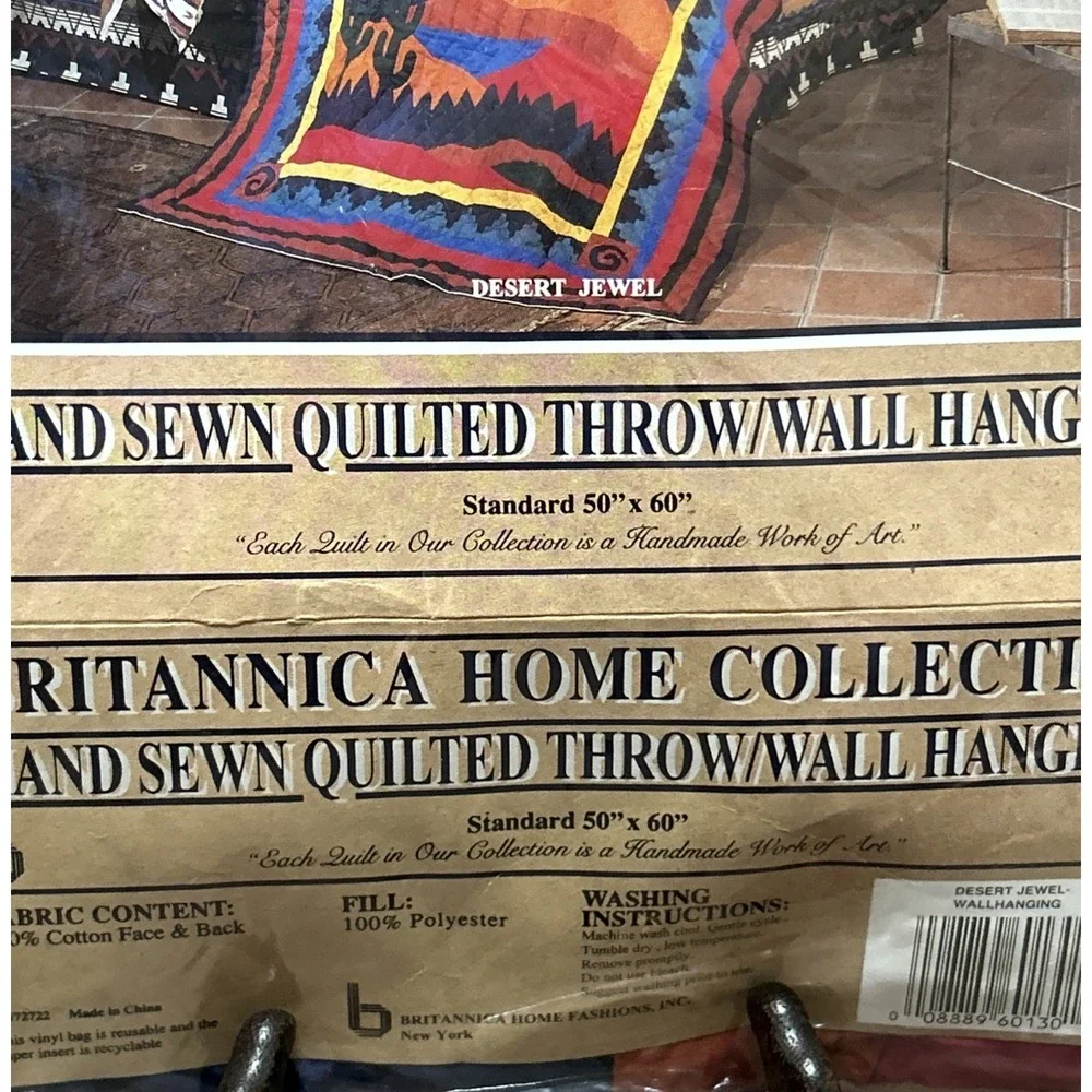 Britannica Home Collection Desert Jewel Hand Sewn Quilt Throw Wall Hanging 50x60